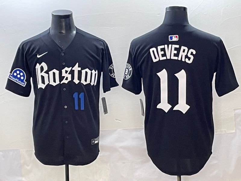 Men 2025 Boston Red Sox #11 Devers Black Five generations Joint Name Nike MLB Jersey style 13->boston red sox->MLB Jersey